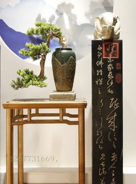 中式书法展示柱立柱玄关走廊柱子