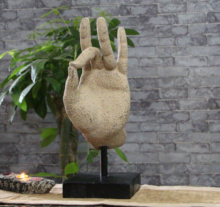 玄关摆件 中式仿古禅意家居装饰品复古工艺品招财佛手 禅指纤