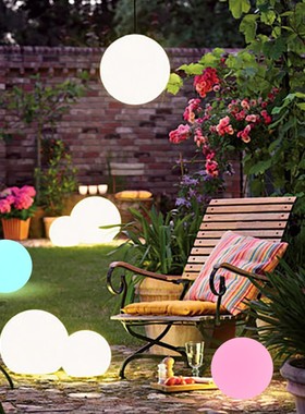 发光球灯白色圆球灯装饰灯防水发光灯球落地景观氛围灯草坪球形灯