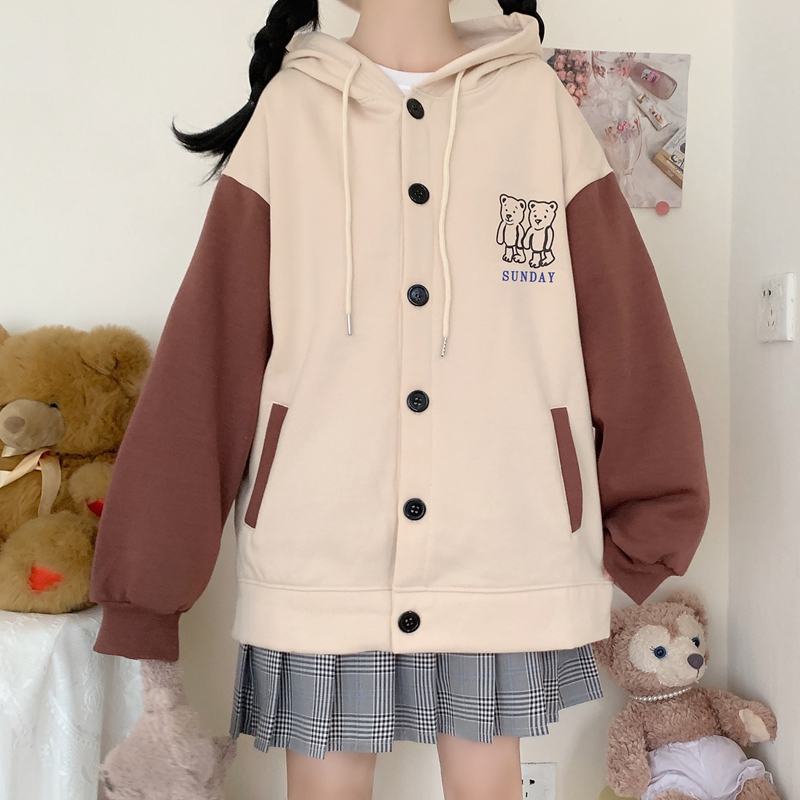 實拍新款冬新款寬鬆百搭韓版連帽開衫衛衣加絨加厚外套女衣服