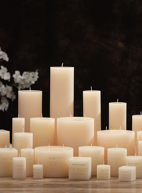 圆柱无烟无味象牙白色大蜡烛酒店西餐厅欧式浪漫家用生日婚庆装饰