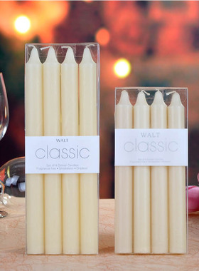 Classic经典直杆锥形浪漫烛光晚餐 象牙白色无烟无味婚礼蜡烛家用