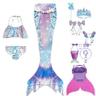 小女孩公主泳装 儿童洋气游泳衣套装 新款 女童美人鱼分体泳衣夏季