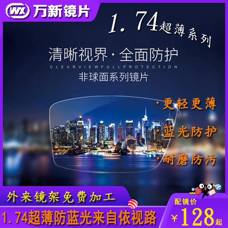 万新防蓝光超薄中高配近视镜片