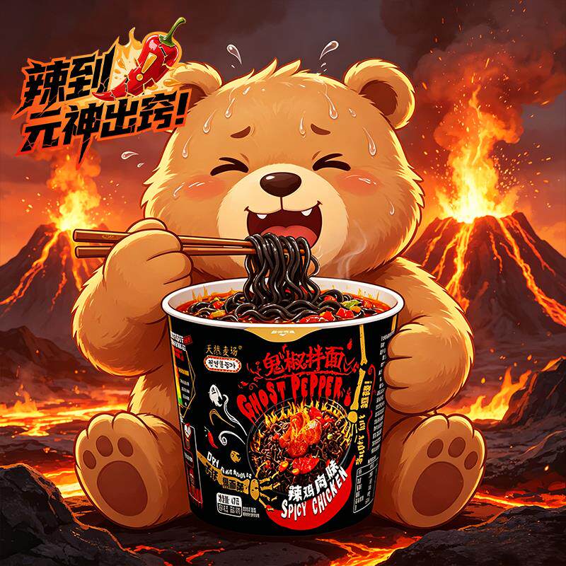天然麦场鬼椒面宿舍魔鬼辣网红拌面变态辣超辣魔鬼椒面速食辣泡面