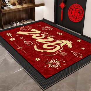 新年马年进门地垫入户进门口大门脚垫红色2026新款卧室玄关门厅垫