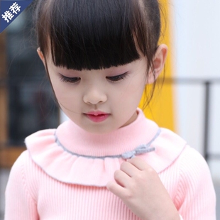 儿童粉色毛衣5套头秋冬10岁加绒加厚6女童冬装中领女孩洋气打底衫
