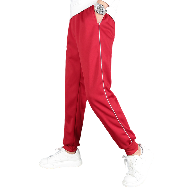 束脚校服裤子学生红色不起球