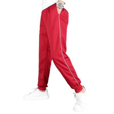 束脚校服裤子学生红色不起球