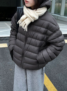 鹿西 安心绒新90白鸭绒排骨羽绒服女冬季轻薄短款泡芙连帽外套Y80