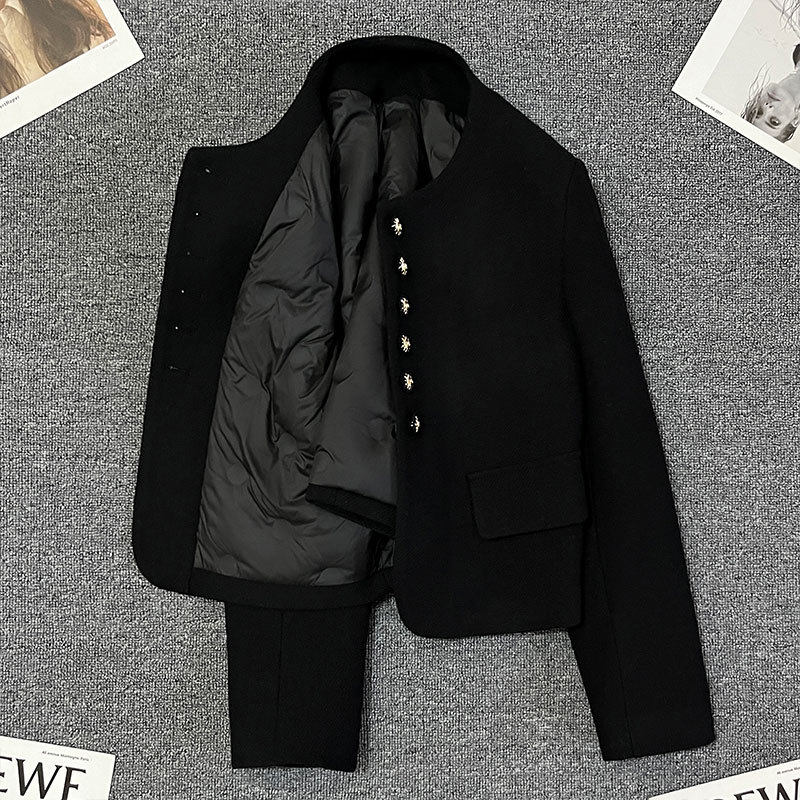 黑色小香风短外套女2025冬季新款羽绒内里小个子气质休闲百搭上衣