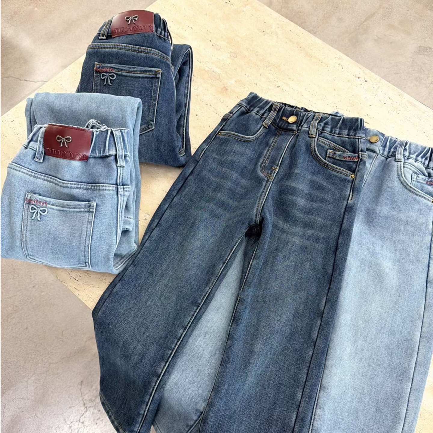 女中大童加绒加厚修身窄版直筒裤