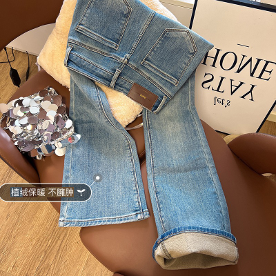 童装长裤牛仔布喇叭裤加绒牛仔裤