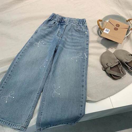 女童牛仔裤春秋新款直筒裤