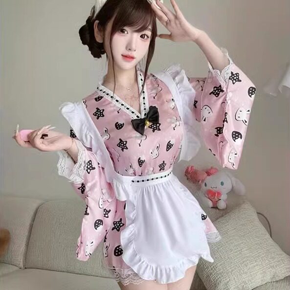 日式和服可爱软妹服小个子女仆制服甜美少女宅女睡衣蕾丝花边纯欲