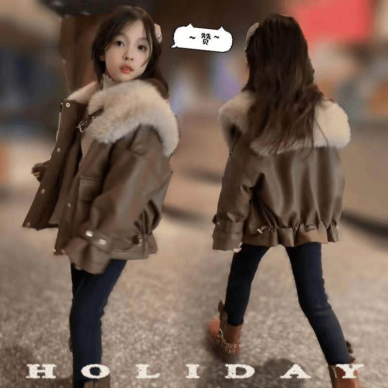 女童加绒皮衣外套2025冬季新款中大童洋气小女孩加厚时尚炸街夹克,童装/婴儿装/亲子装,夹克/皮衣,淘宝优惠券,粉丝福利购,淘宝优惠卷