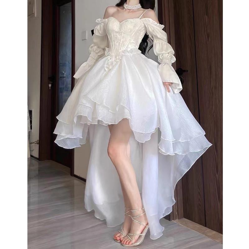 白色小晚礼服裙女18岁成人礼连衣裙气质公主裙生日派对仙气小个子