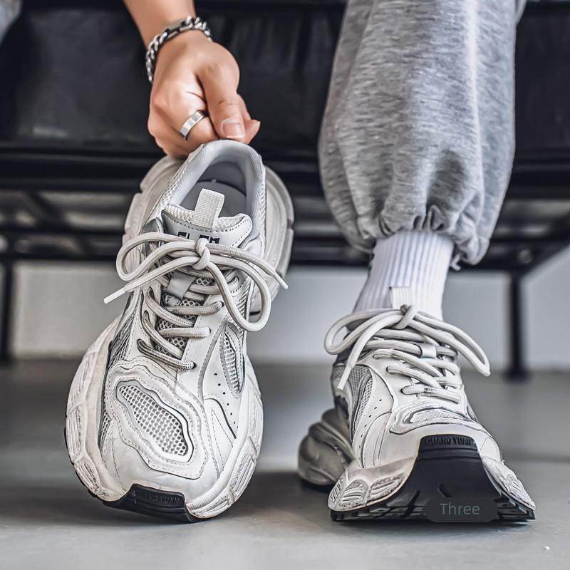 风格男鞋2025新秋季网眼透气多功能休闲运动鞋青少年增高厚底爸爸,流行男鞋,时尚休闲鞋,淘宝优惠券,粉丝福利购,淘宝优惠卷