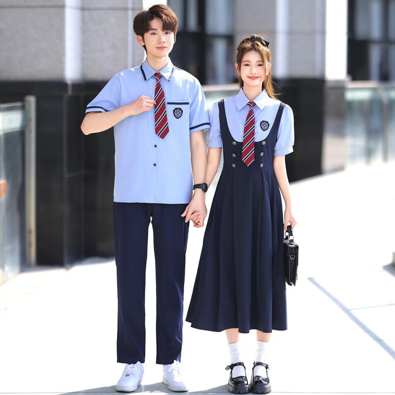 校园合唱演出服jk衬衫假两件连衣裙初中高中生毕业照班服成人礼服