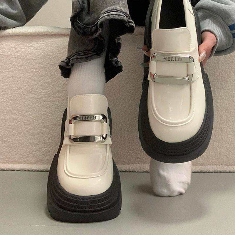 复古英伦风乐福鞋女2025年夏季新款百搭增高松糕厚底配裙子小皮鞋,女鞋,深口单鞋,淘宝优惠券,粉丝福利购,淘宝优惠卷