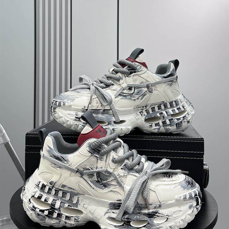 男鞋2025秋冬新款超火老爹鞋潮牌小众涂鸦休闲鞋厚底内增高运动鞋,流行男鞋,老爹鞋,淘宝优惠券,粉丝福利购,淘宝优惠卷