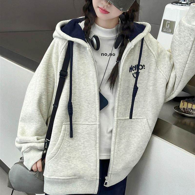 女童冬季外套加绒加厚外套2025新款女大童冬装连帽拉炼衫棒球服。