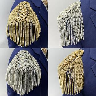 欧美改良服装 饰 配饰胸针男 女演出舞台夸张礼服外套流苏肩章西装