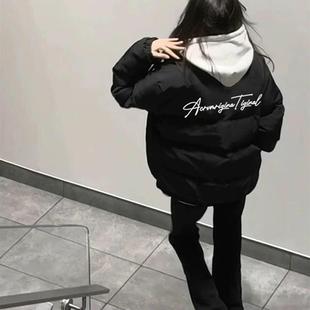 黑色羽绒棉服少女大童冬季2025新款初中高中学生加厚保暖棉衣外套