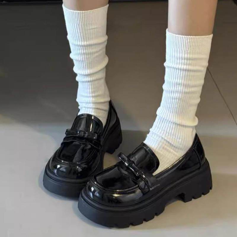 洛丽塔黑色配裙子百搭厚底小皮鞋女英伦2025春季新款一脚蹬乐福鞋,女鞋,深口单鞋,淘宝优惠券,粉丝福利购,淘宝优惠卷