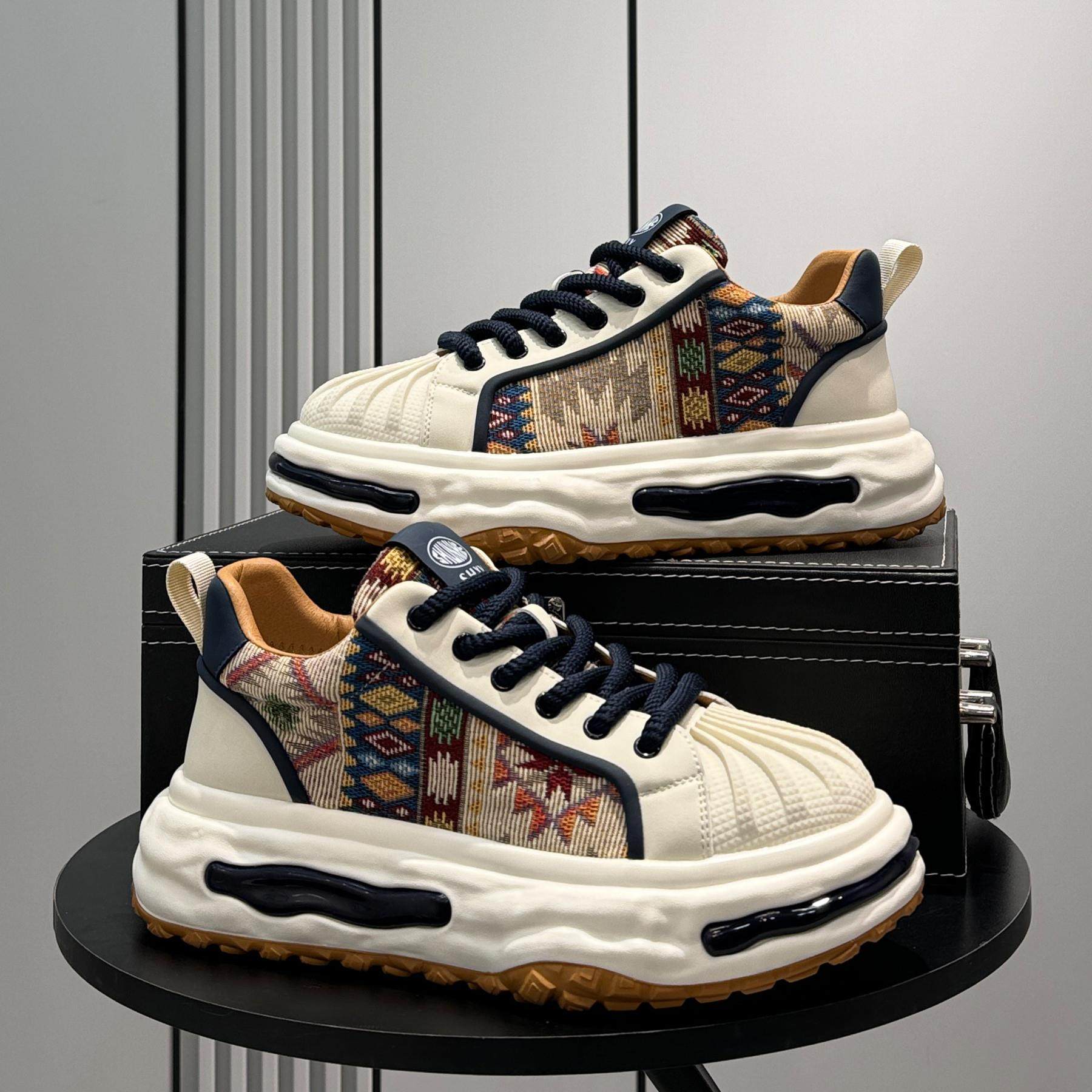 男鞋2025新款超火贝壳头板鞋夏季透气老爹鞋潮牌厚底内增高休闲鞋,流行男鞋,时尚休闲鞋,淘宝优惠券,粉丝福利购,淘宝优惠卷