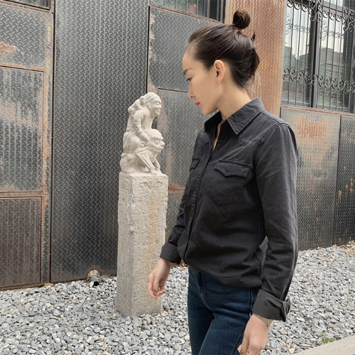 欧洲站秋冬新款休闲风牛仔衬衫