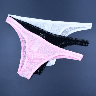 兰兰内务男士三角内裤蕾丝透明