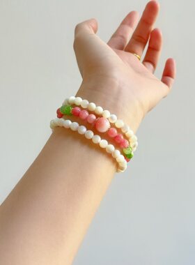 复古马蹄螺波斯玉手链女款轻奢高级感项链双圈叠戴手串送女友礼物