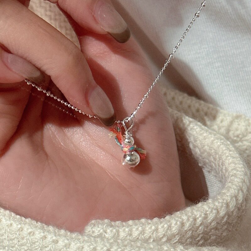 s925韩版小众设计感雪人围巾项链女韩版时尚简约ins风个性锁骨链