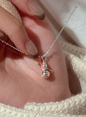 s925韩版小众设计感雪人围巾项链女韩版时尚简约ins风个性锁骨链