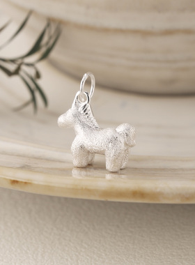 s925纯银马上有钱磨砂吊坠简约生肖本命年马年项链男女百搭单项坠