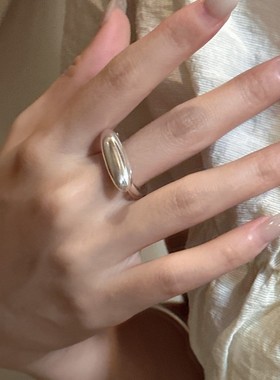 s925纯银韩版小众设计感本银色简约戒指女一字复古款个性时尚指环