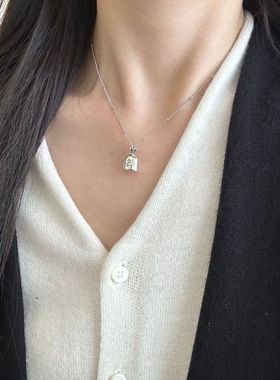 新款S925纯银小钱袋项链女简约复古做旧个性时髦新中式设计锁骨链