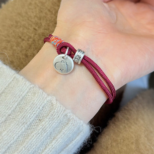 999足银小马圆牌手绳手链女新中式设计生肖本命年马红绳手饰礼物
