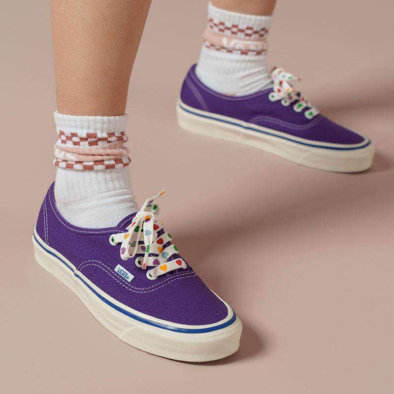 VANS/范斯官方正品男女鞋AUTHENTIC安纳海姆紫色爱心低帮帆布板鞋