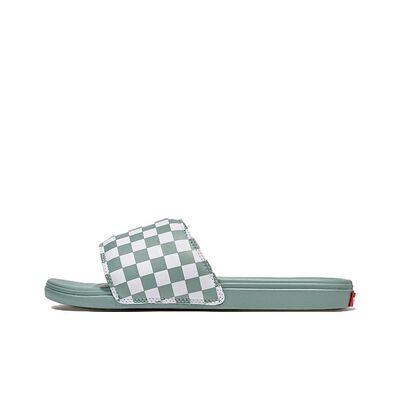 Vans范斯Checkerboard 舒适 防磨一字拖鞋 男女同款 绿色