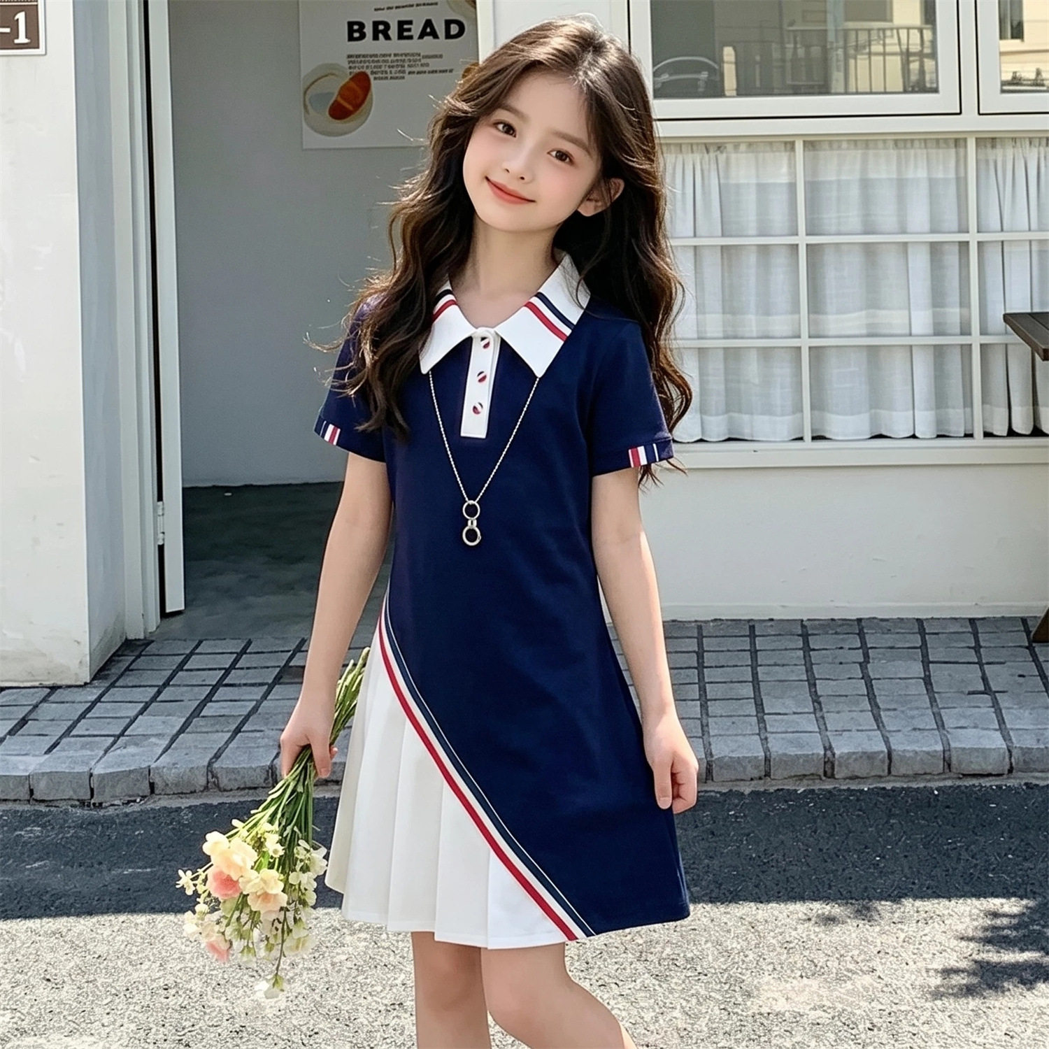 女童夏季学院风连衣裙设计感夏天连衣裙