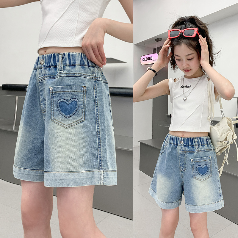 女童牛仔短裤夏季薄款2025新款中大童洋气女孩儿童裤子夏装初中生