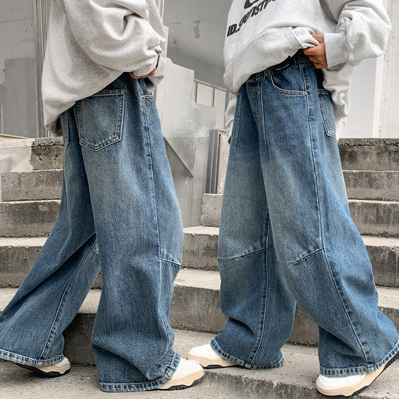 男童秋装裤子儿童牛仔裤春秋2025新款中大童直筒休闲长裤青少年潮