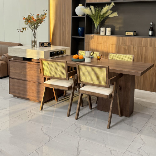 中古风岛台餐桌一体家用小户型可伸缩宋氏美学岩板中岛台泡茶桌