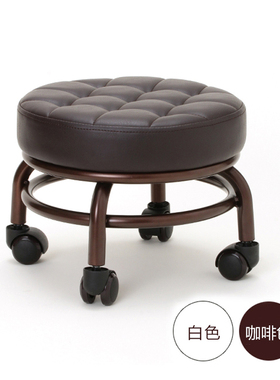 带娃神器大工凳圆凳美容凳带轮矮凳滑轮凳美甲旋转凳子滑轮美容椅