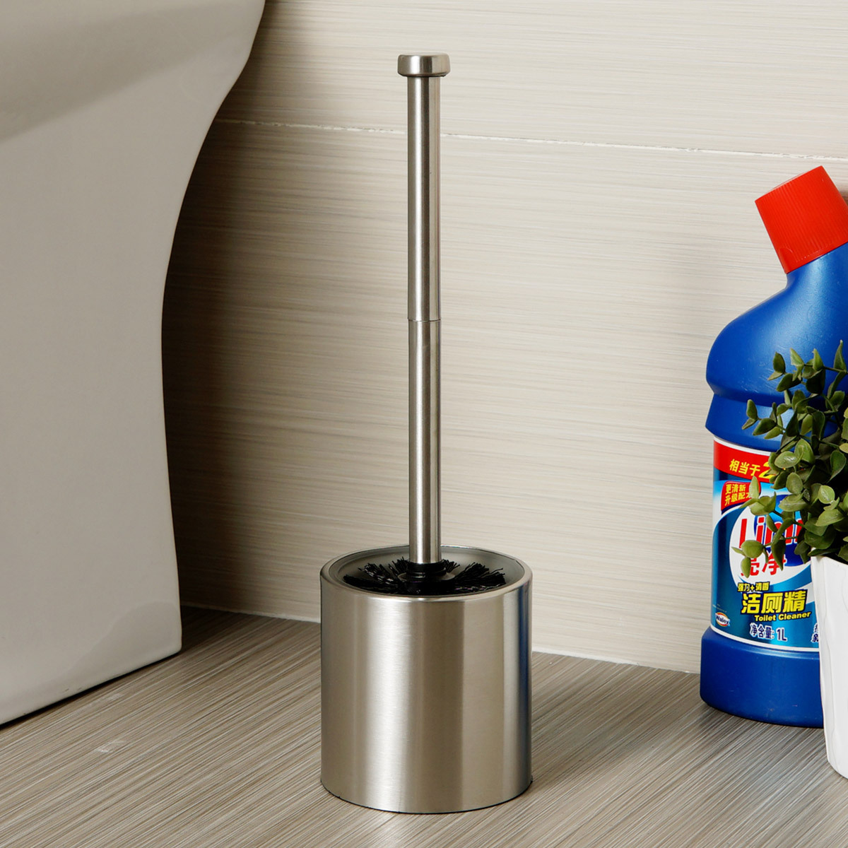 跨境加厚不锈钢马桶刷套装家用欧式厕所卫生间架便池加长柄清洁刷