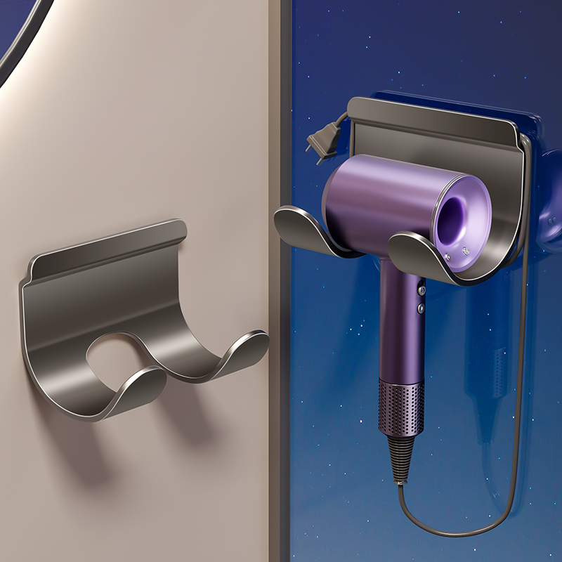 不锈钢吹风机置物架支架免打孔浴室电吹风挂架墙上卫生间收纳风筒