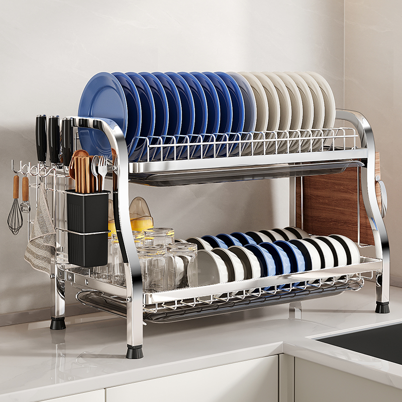 尔沫双层不锈钢台面多功能置物架