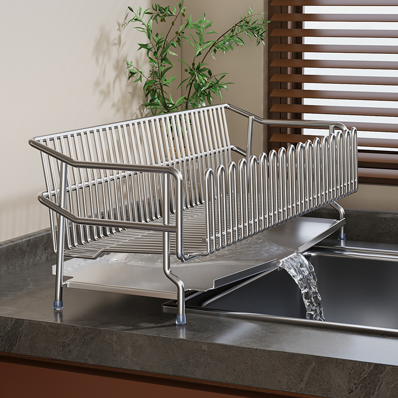 304不锈钢碗碟沥水篮厨房水槽台面多功能家用置物架碗筷收纳架子